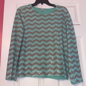 J. Crew Sequin Chevron Print Top